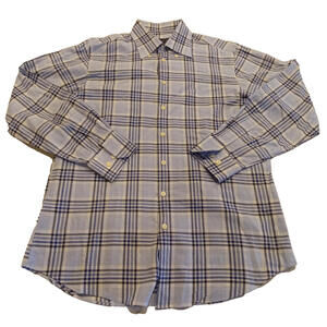 Scott Barber Plaid Long Sleeve Button Down Dress Shirt Blue Men's Medium